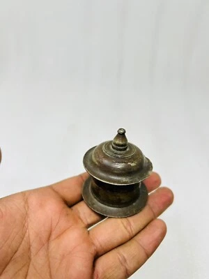 Antique Brass Hand Crafted Kumkum Tikka Box Old Brass Woman Sindoor Tikka Box - Image 1 of 4