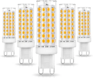 5-Pack No Flicker G9 Led Bulbs Dimmable 6W Soft Warm White 2700K, bAC120V - Picture 1 of 7