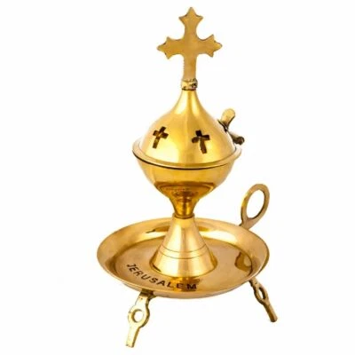 Jerusalem Frankincense Resin Burner Natura Incense Brass Holy Land Copper 7.5 in - Image 1 of 4