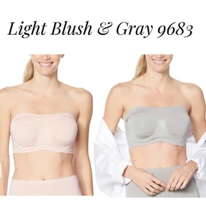 2 Pack Rhonda Shear Underwire Bandeau w/ Removable Pads 1X Gray Lt Blush 652-682 - Picture 1 of 12