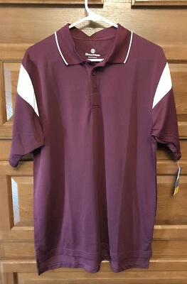 NEW Holloway Men Short Sleeve Polo 3 Button Maroon white dry-Excel NWT B843 - Image 1 of 4