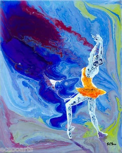Bailarina pintura abstracta acrílica original 201509-038 firmada por artista - Imagen 1 de 2