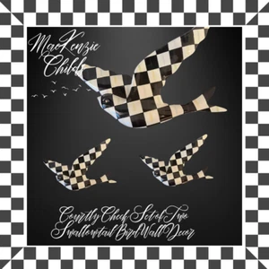 MacKenzie Childs Courtly Check Swallowtail Bird Wall Decor Set of 3 - Picture 1 of 1