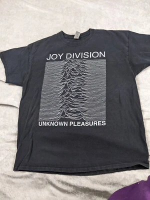 Joy Division Unknown Pleasures Black T Shirt Size XL Gildan Gray Tag Rock roll - Image 1 of 4