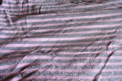 SILVER METALLIC  & PINK STRIPES KNIT FABRIC 4 WAY STRETCH  BY THE  YARD - image 1 of 2