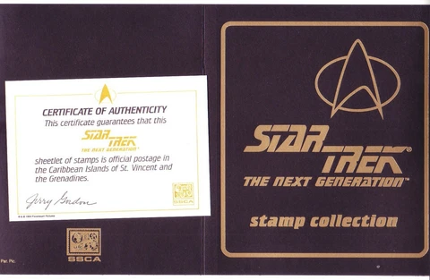 STAR TREK "THE NEXT GENERATION" STAMP PORTFOLIO: ST. VINCENT #2117-8. SCV $24.50 Cover
