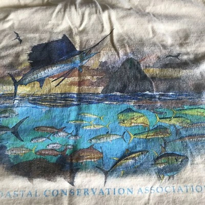 Guy Harvey L Large Tee Shirt coastal conservation association Soft yellow - Image 1 of 4
