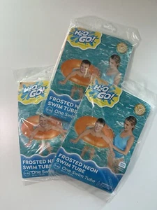 3X H2OGo Bestway Swim Ring Water Summer Tube Age 3 To 6 Frosted Neon Orange - Picture 1 of 3
