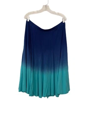Falda Midi Soft Surroundings Azul Tie Dye Ombré Talla L Playa Vacaciones Boho Foto 1 de 4