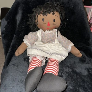 Vintage Raggedy Ann Black African American Doll Large Rag Folk Art - Picture 1 of 3