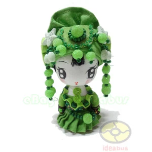 Chinese Ethnic Minority Q-Doll Headwear Beauty Girl Figurine Doll(tall 4")green - Imagen 1 de 6