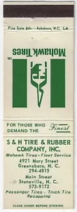 Cubierta vacía para neumáticos S&H Tire & Rubber Company Stoneville NC Mohawk - Imagen 1 de 3