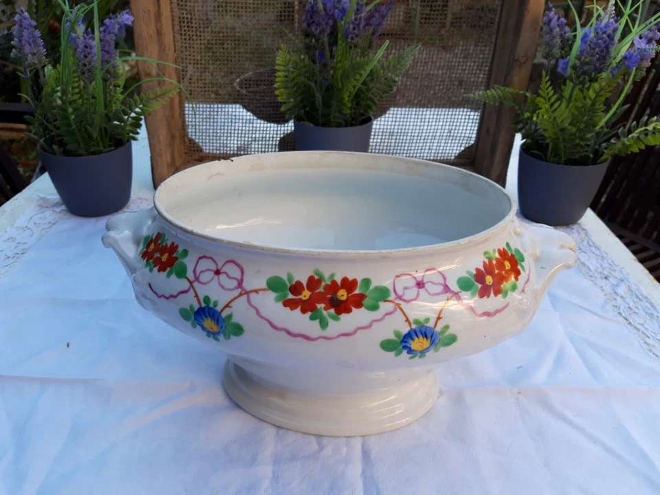 ancienne soupière porcelaine de paris shabby pour fleurs ou autres... - Photo 1/4