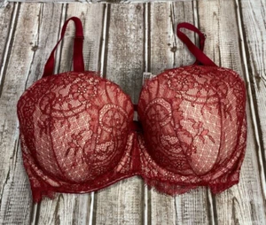 VICTORIA'S SECRET Dream Angels Lined Demi 32DDD Burgundy Lace Underwire Bra EUC - Picture 1 of 5
