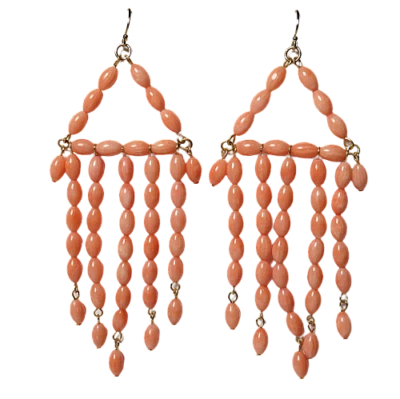 Nuevos Pendientes Colgantes Lulu Frost Natural Coral Relleno de Oro Cuentas Araña 4" de Largo Foto 1 de 3