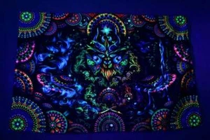 UV Backdrop Black Light Tapestry Psychedelic Art Banner Fluoro Psy Wall Hanging - Picture 1 of 12