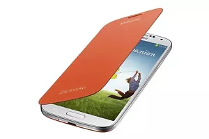 NEW GENUINE Samsung Galaxy S4 IV Orange Flip Cover Smart Phone Case OEM Folio - Picture 1 of 7
