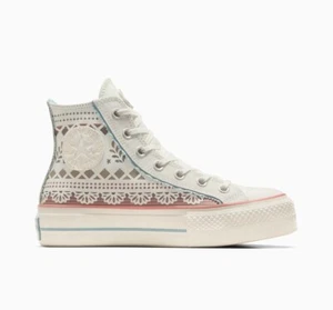 Women Converse Chuck Taylor Lift Day Of The Dead Shoes Cream White Blue A12439C - Picture 1 of 24
