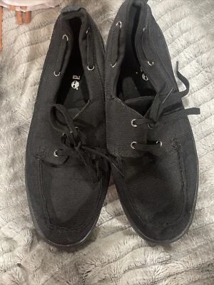 Timberland Zapatos Para Hombres Talla 9.5 Negro Gancho Lona Informal Barco Con Cordones Foto 1 de 4