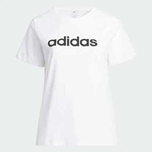 adidas Women's Sportswear Linear Logo Tee Slim T-Shirt Plus Size White Soft New - Picture 1 of 7