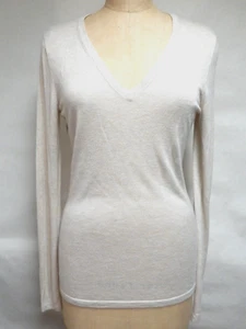 Banana Republic Womens Holiday Taupe Sparkle Long Sleeve V-Neck Sweater SZ M EUC - Picture 1 of 6