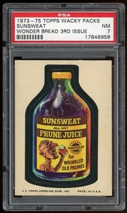 1975 Topps Wacky Packages Sticker Sunsweat Wonder Bread 3rd PSA 7 - Picture 1 of 2