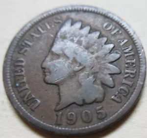 1905 US Small Cent Indian Head Coin. 1 PENNY 1p 1c (U228R) - Picture 1 of 2