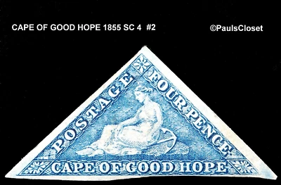 CABO DE BUENA ESPERANZA 1855 SC 4 "ESPERANZA" SENTADO 4p AZUL PROFUNDO SOBRE BLANCO PR IMPERFECTO MNG FINO Foto 1 de 2