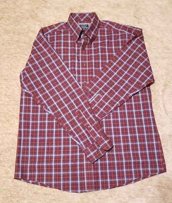 Camisa a Cuadros Borgoña Para Hombre Manga Larga Club Room Ajuste Reg Performance 16 34/35 Foto 1 de 4