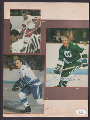 Gordie Howe Autographed Magazine Page Red Wings-Whalers-Aeros Images JSA COA - Image 1 of 3