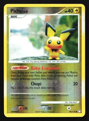 Pichu 93/123 Mysterious Treasures Reverse Holo Pokemon Card - Image 1 of 2