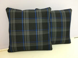 2x blue GTI tartan pillow covers 38 x 38cm - rock and roll bed cushions - Picture 1 of 3