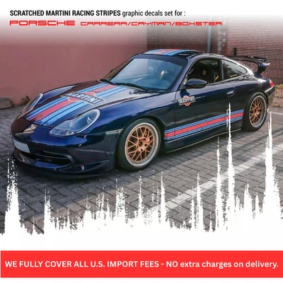 Scratched Martini Racing Stripes for Porsche Carrera / Cayman / Boxster any body - Image 1 of 4
