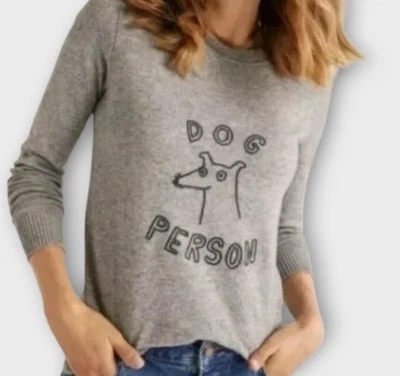 NWT BODEN ESTELLA EMBROIDERED DOG PERSON Intarsia SWEATER Cashmere Blend S - Image 1 of 4
