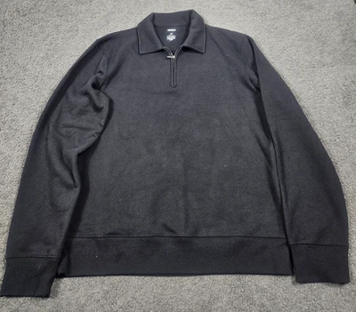 Sudadera Para Hombre M Negra 1/4 Cremallera Sonoma Polar Super Suave Calce Relajado Pullover Foto 1 de 4