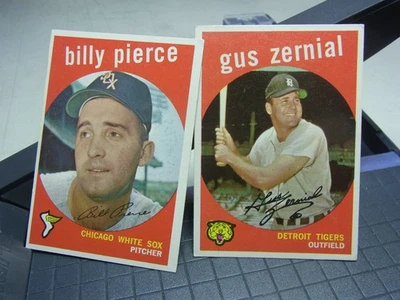 Tarjetas de béisbol 1959 Topps #409 Gus Zernial #410 Billy Pierce Foto 1 de 4