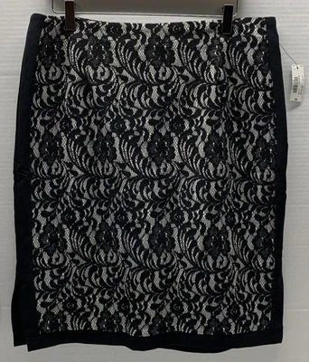 Falda recta lápiz Worthington encaje negro blanco - Para mujer 16 **NUEVA CON ETIQUETAS** Foto 1 de 4