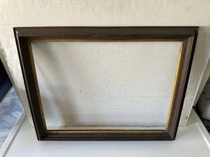 Antique Wooden Picture Frame Gold Gilt Gesso Walnut Wood Fits 12 3/4” x 17” - Picture 1 of 10