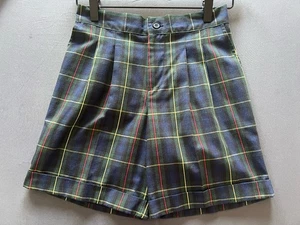 Parker Green Blue Yellow Red Plaid Pleated Uniform Shorts Size 4.5 - Picture 1 of 5