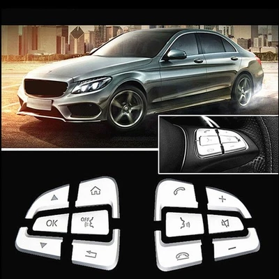Coprivolante Auto Argento Protezione Pulsanti Decorazione ABS 12pz/set - Immagine 1 di 4