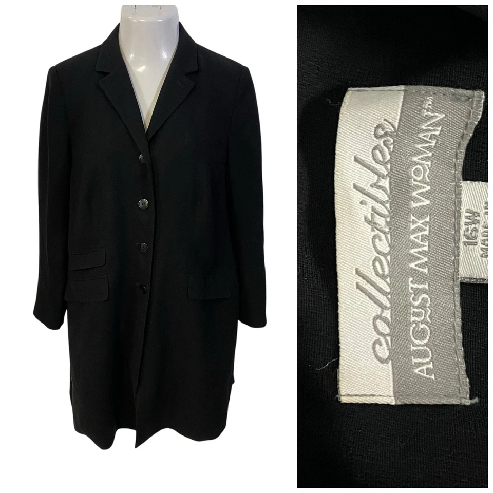 Blazer August Max Mujer 16W Negro Longline Officecore Carrera Sala de Juntas Foto 1 de 4