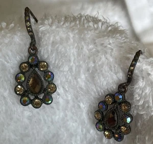 Orecchini LIA SOPHIA Vintage Mirage Cristalli Marrone Neutro Tono Rame Anticato - Foto 1 di 8