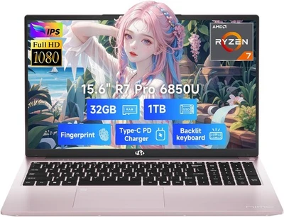 NIMO 15.6" Light-Gaming-Laptop 8 Cores AMD Ryzen 7 Pro 6850U 32GB LPDDR5 RAM 1TB - Image 1 of 4