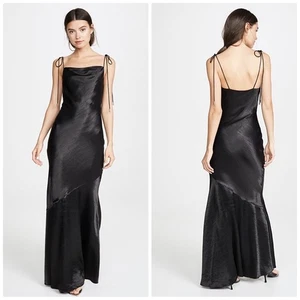 Maxi Vestido Para Mujer Rebecca Vallance Henri Negro Acampanado Herm Corbatas al Hombro Talla 8 - Imagen 1 de 5