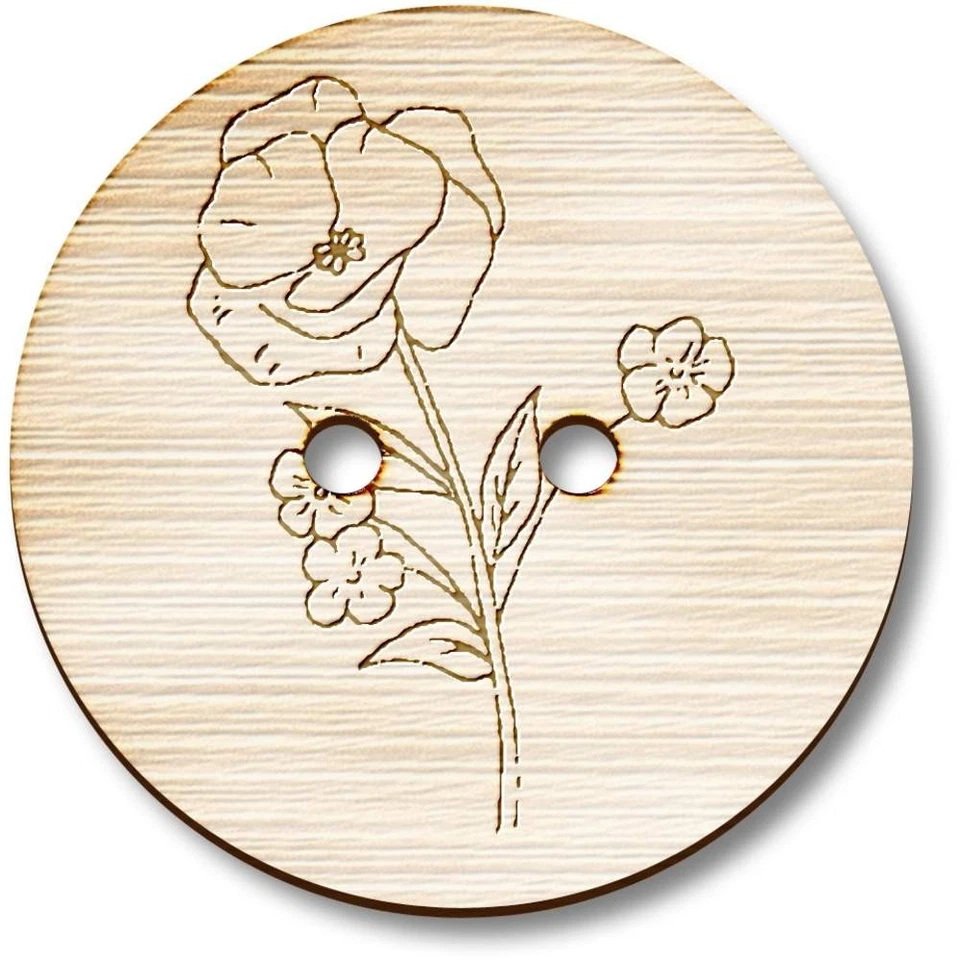 'Poppy Flower' Wooden Buttons (BT019468) - Image 1 of 1