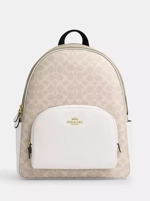 Coach Court Large Sand/Chalk Signature Coated Canvas & Leather Backpack -CZ175 - Image 1 of 4