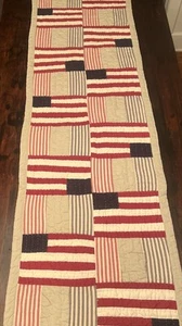Pottery Barn American Flag Quilted Table Runner 18 x 92 EUC Fourth Of July - Picture 1 of 5