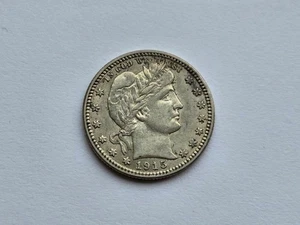 Cuarto de plata de barbero 1915-D extremadamente fino + 10725 - Imagen 1 de 2