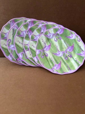 Platos de almuerzo Cynthia Rowley Pink Flamingo 6 piezas MELAMINA 9 pulgadas Foto 1 de 2