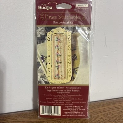 Bucilla Brass Stitchables Brass Bookmark Kit Violet Monogram W/ Instructions - Image 1 of 3